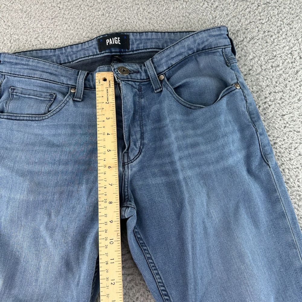Paige Jeans Mens 30x30 Blue Federal Straight Stretch Denim USA Logo - Picture 6 of 11